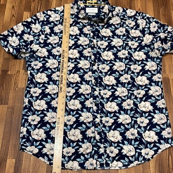 Demin & Flower man, summer casual button-down shirt. Size L. - Picture 5 of 7